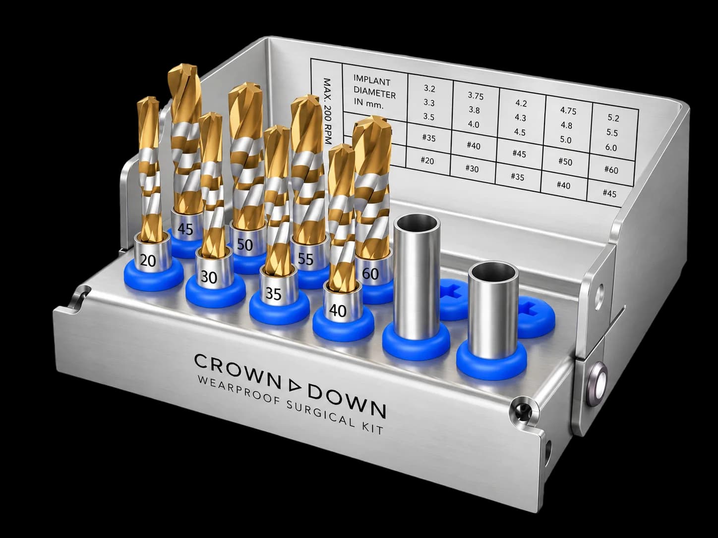 15 mm Surgical Kit - CD-KIT-L015 - Crown Down tungsten carbide implant drilling kit