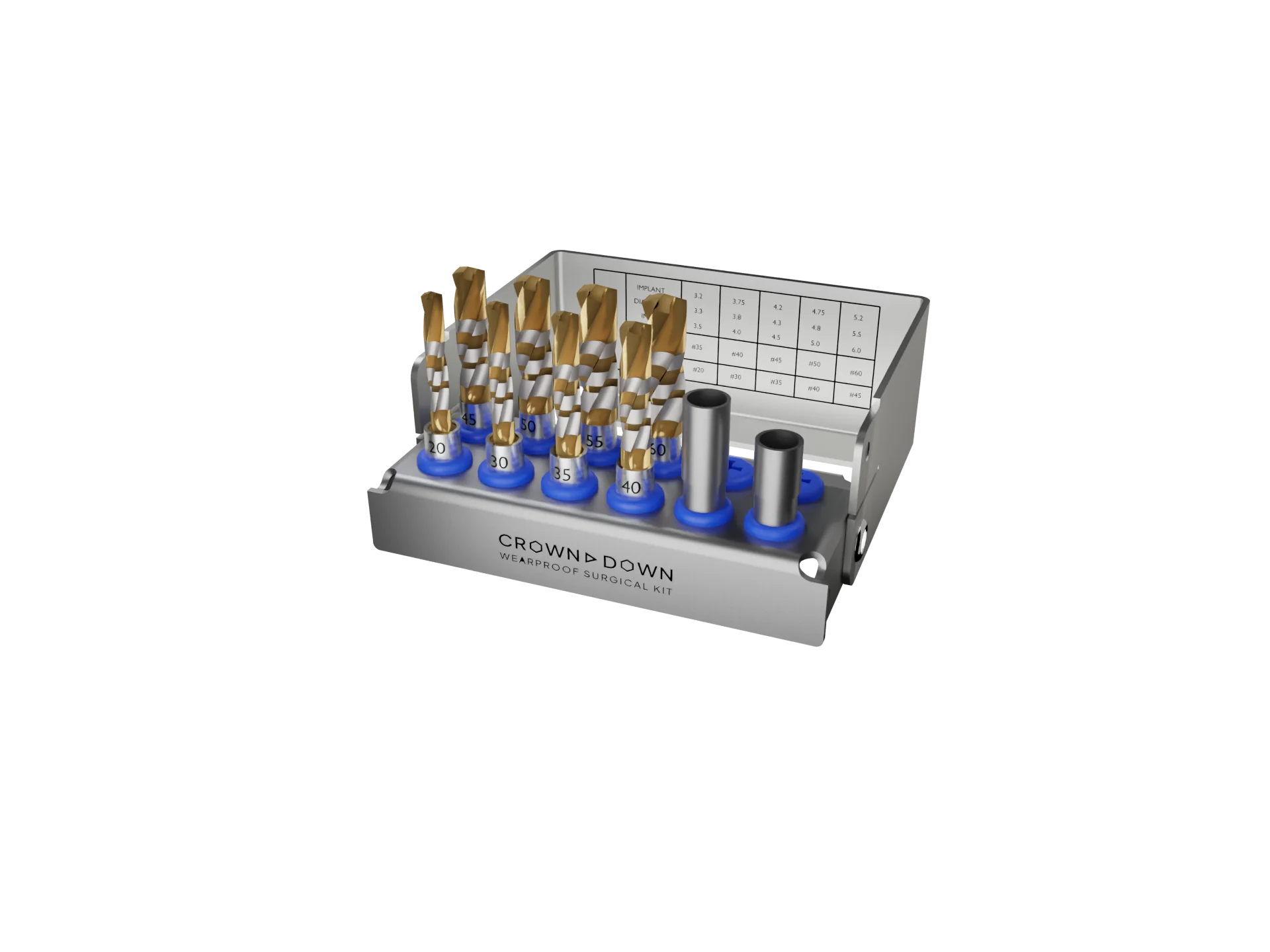 20 mm Surgical Kit — CD-KIT-L020 — Crown Down tungsten carbide implant drilling kit
