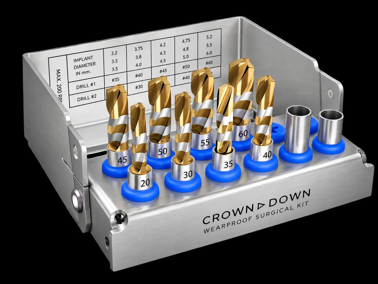 20 mm Surgical Kit - CD-KIT-L020 - Crown Down tungsten carbide implant drilling kit