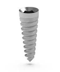 Dental implant with sharp, shallow thread macrogeometry for trabecular bone osseocompression.